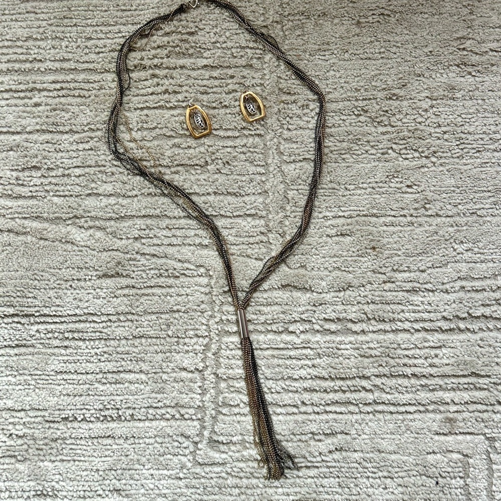 Brighton Gold and Silver Tassel Necklace Set
